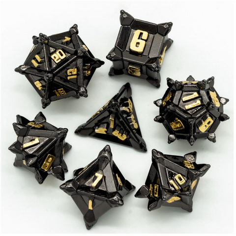16mm Metal Polyhedral Dice Set - Medieval Flail
