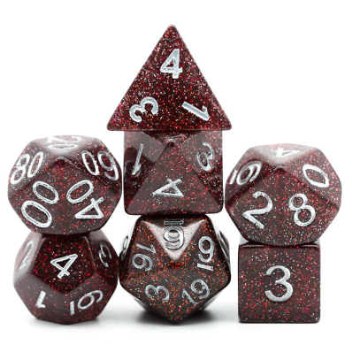 Resin RPG Dice Set - Oxblood Glitter