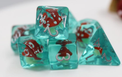 Resin RPG Dice Set - Power Up Mushroom