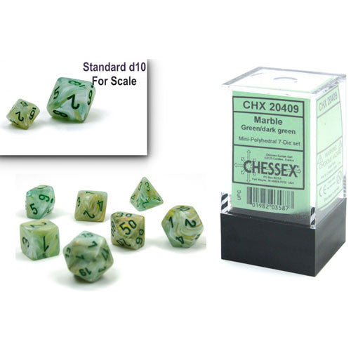 7-Die Set Mini Marble: Green/ Dark Green