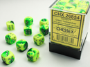 12mm Dice Block Gemini: Green-Yellow/ Silver (36d6)