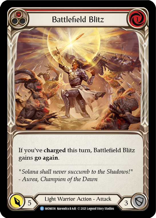 Battlefield Blitz (Red) (Rainbow Foil) [MON036-RF] 1st Edition Rainbow Foil