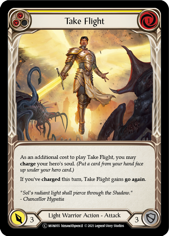 Take Flight (Yellow) (Rainbow Foil) [U-MON055-RF] Unlimited Edition Rainbow Foil