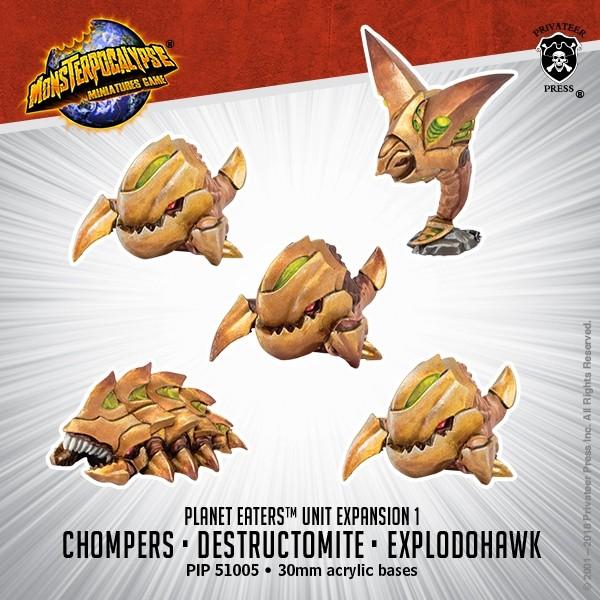 Monsterpocalypse: Planet Eaters- Chompers, Destructomite & Explodohawk